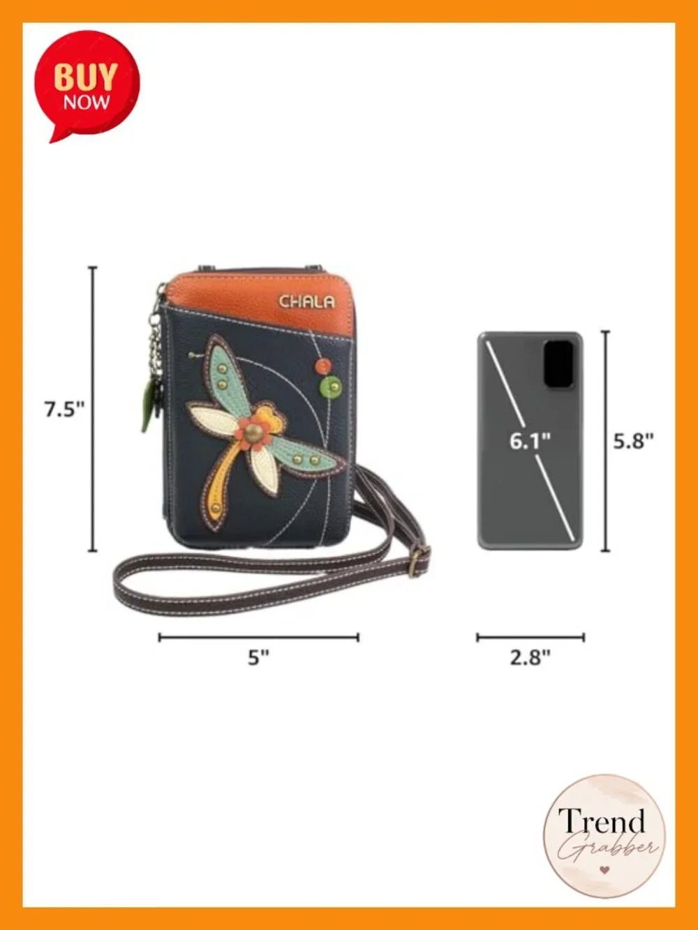 Faux Leather Wallet Crossbody Cell Phone Purse with Adjustable Strap